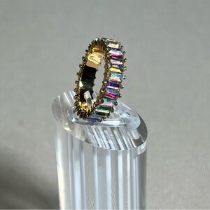 BaubleBar Mini Alidia Cubic Zirconia Ring Multi-Color Gold Tone Sz 5.75 Sparkle